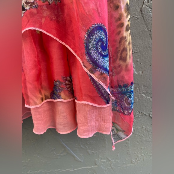 Y2K Dream Dress Short Mini Asymmetrical Handkerchief Silk Paris Hilton Layered L - Picture 14 of 16